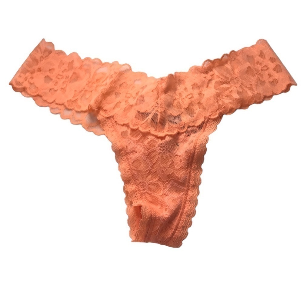 3/$15 *New* Victoria’s Secret bright orange floral lace thong size Small